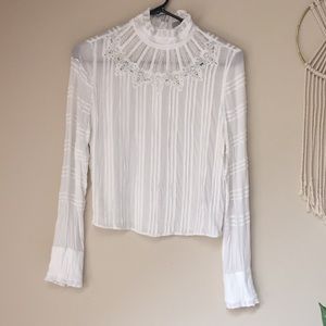 All Saints White Lace Detail Blouse